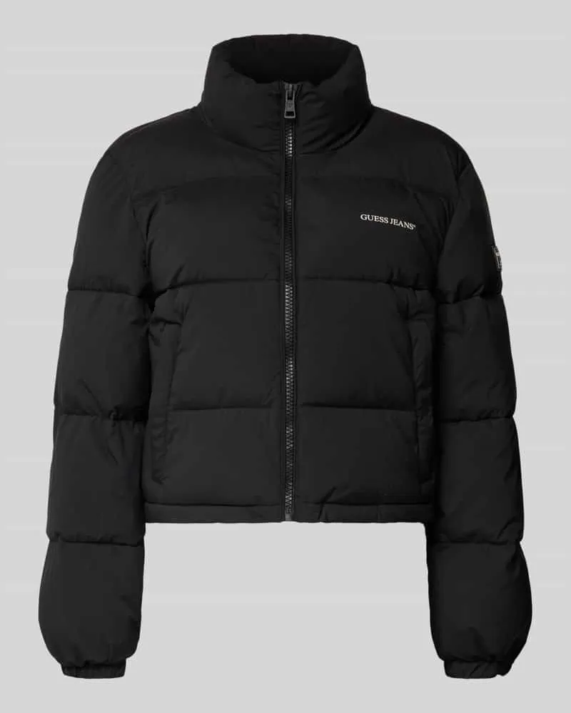 Guess Cropped Steppjacke mit Stehkragen Black