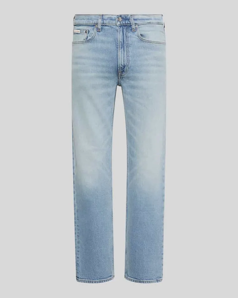 Calvin Klein Straight Fit Jeans aus reiner Baumwolle Hellblau