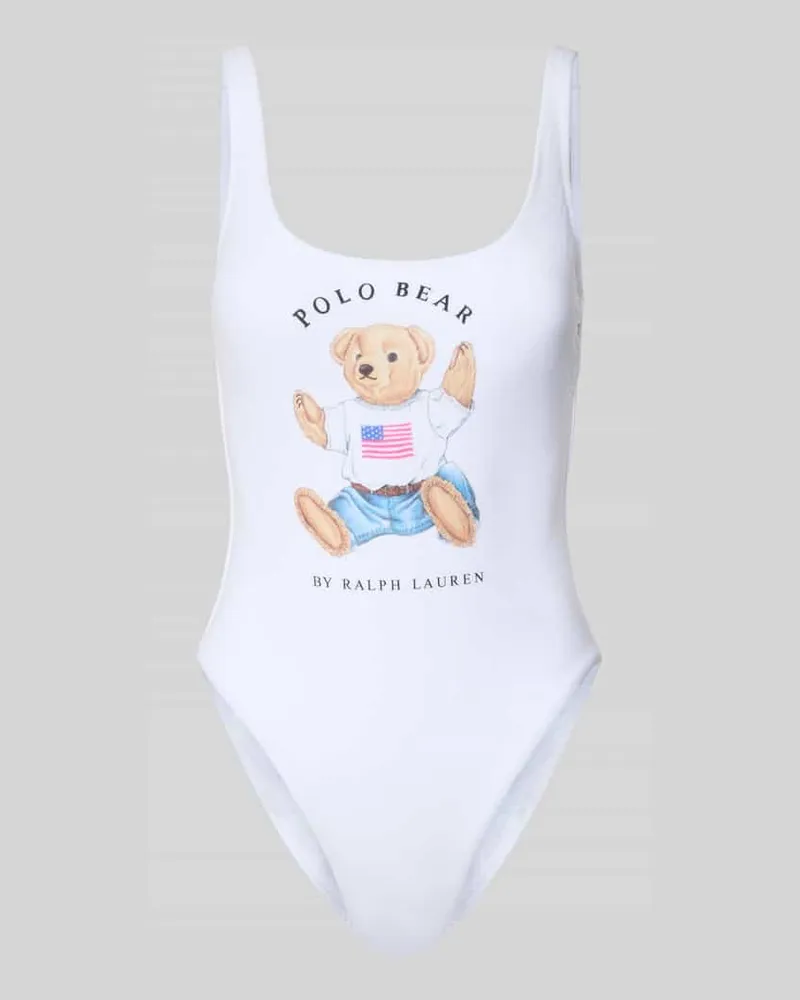 Ralph Lauren Badeanzug mit Polo Bear Motiv-Print Weiss