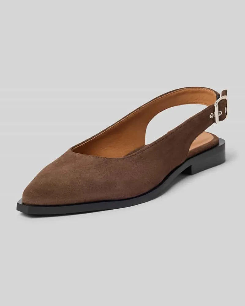BIANCO. Slingback-Ballerinas aus Leder mit Dornschließe Mittelbraun