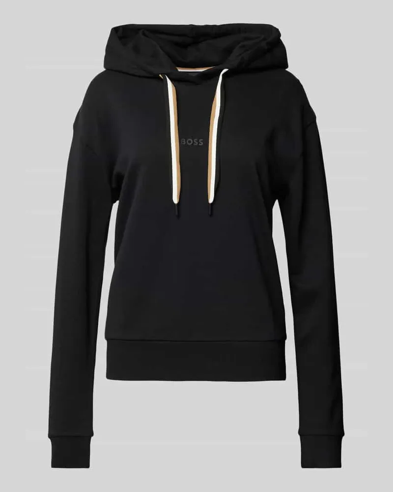 HUGO BOSS Hoodie mit Label-Print Modell 'STRIPE Black