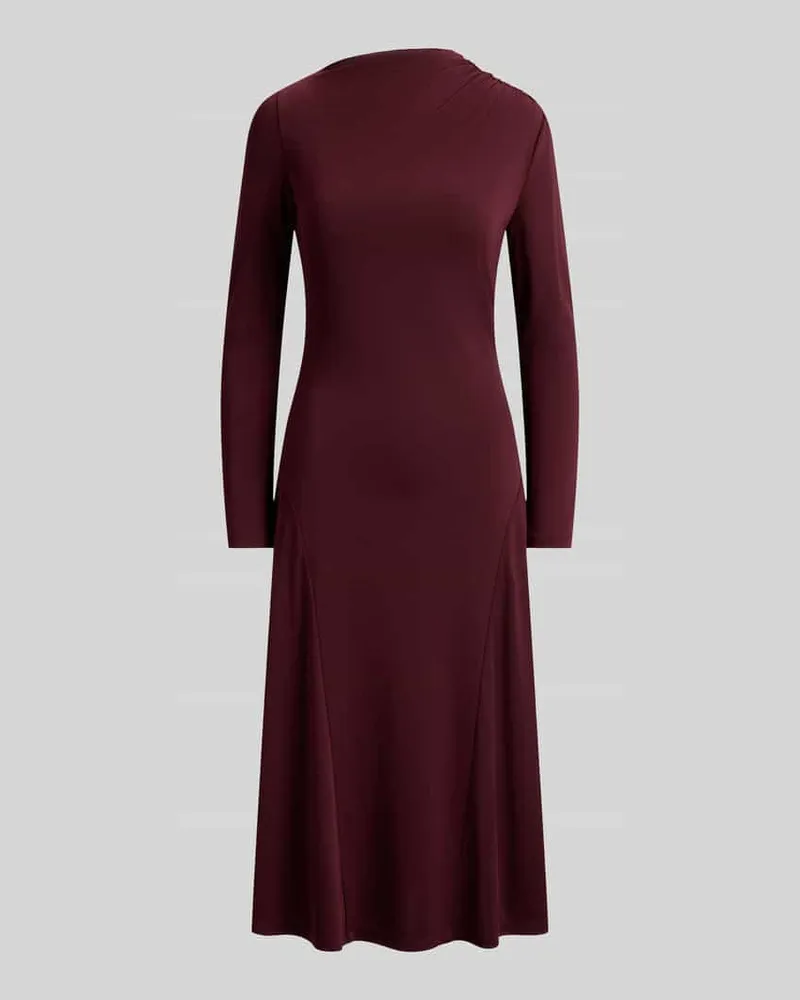 Ralph Lauren Fit and Flare Freizeitkleid langen Ärmeln Bordeaux