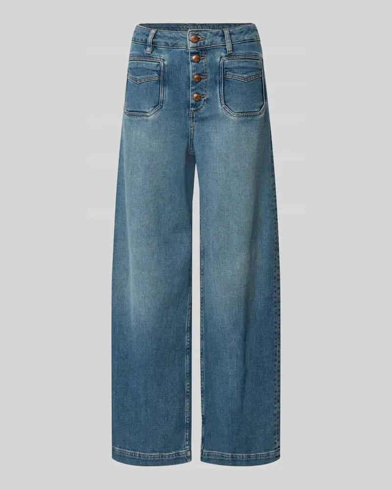 Mos Mosh Jeans mit Knopfleiste und aufgesetzten Taschen Dunkelblau