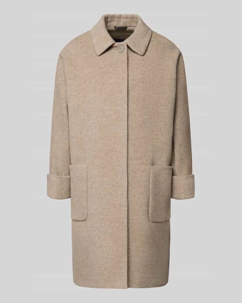 Cinzia Rocca Mantel aus Lanawolle-Mix mit aufgesetzten Taschen Beige