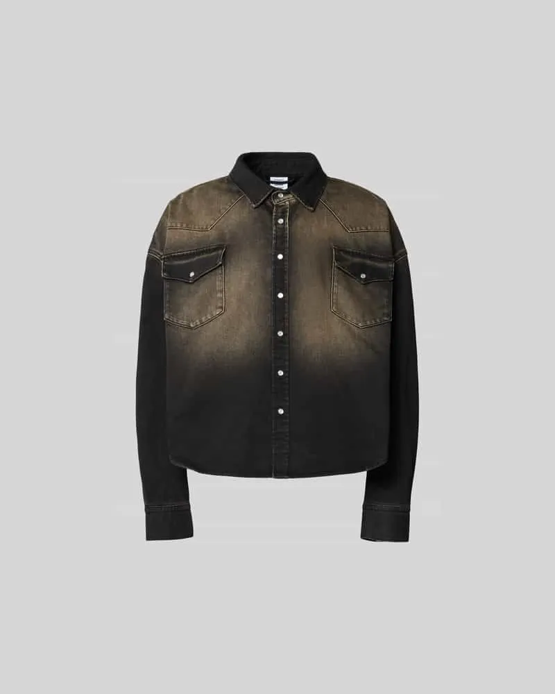 VETEMENTS Relaxed Fit Jeanshemd im Used-Look Anthrazit