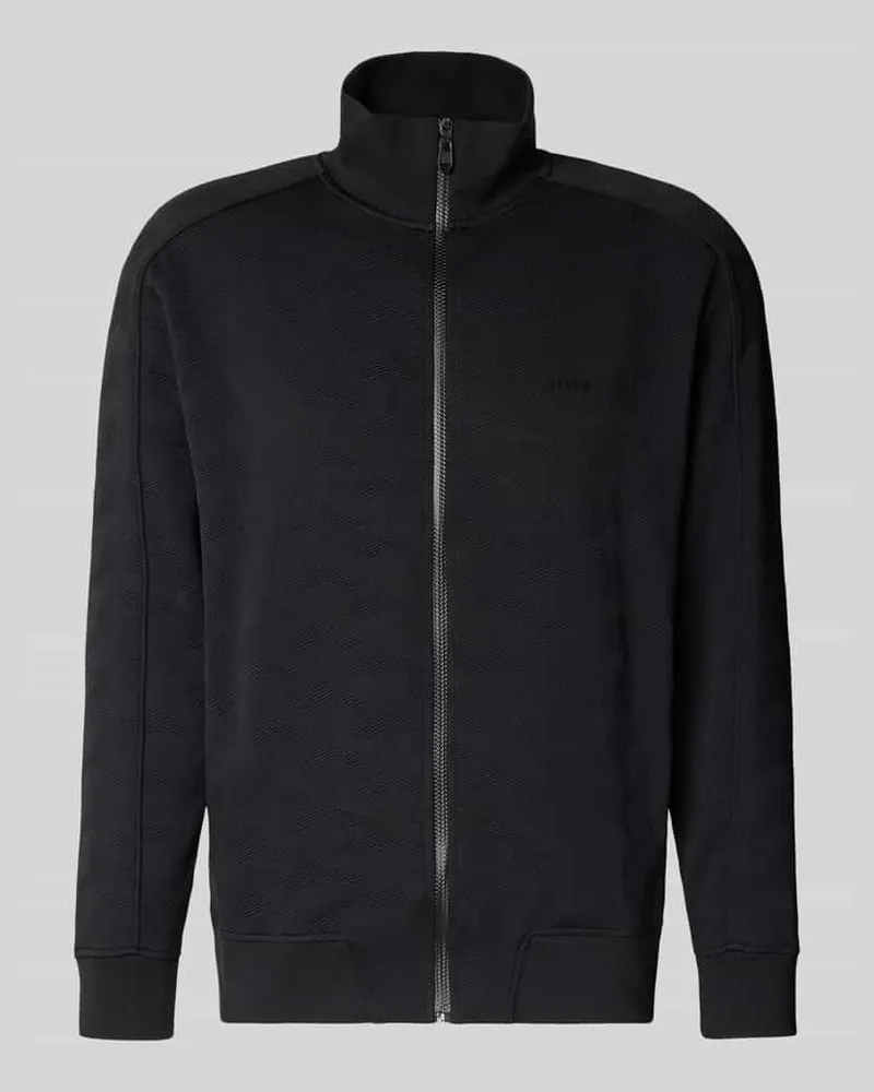 HUGO BOSS Regular Fit Trainingsjacke mit Strukturmuster Modell 'MIRROR Black