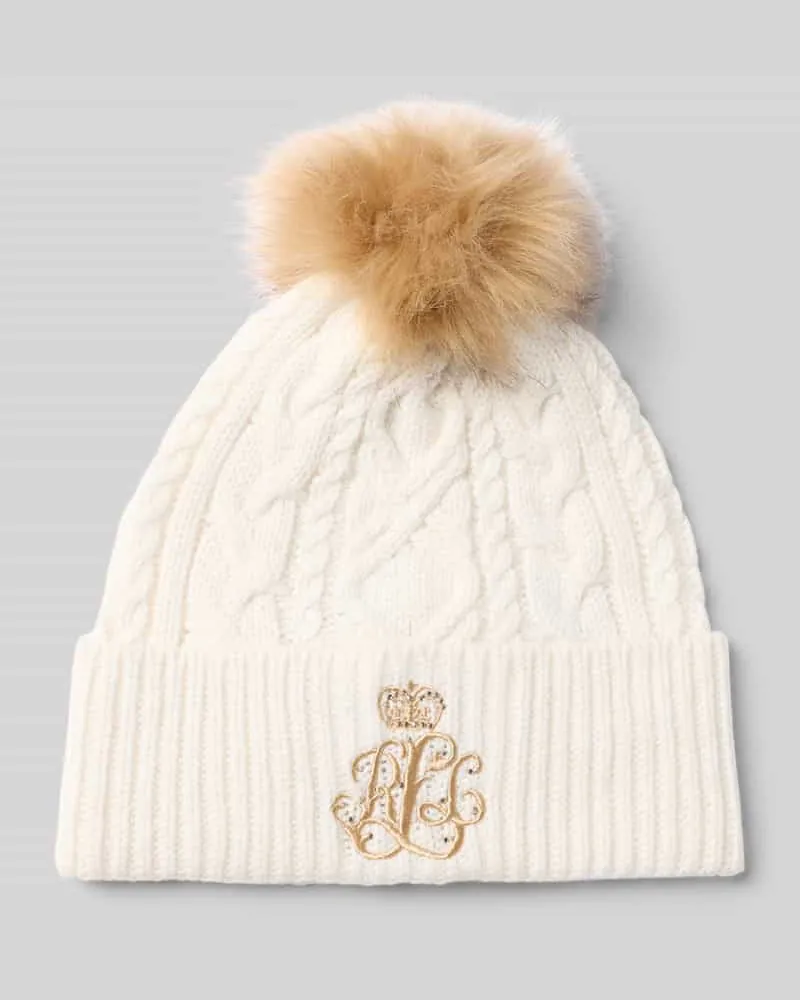 Ralph Lauren Strickmütze mit Bommel Offwhite