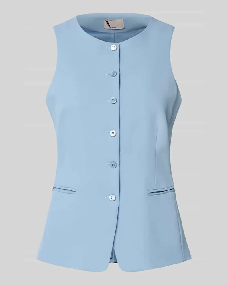 Vera Mont Weste mit Rundhalsausschnitt und Paspeltaschen Hellblau