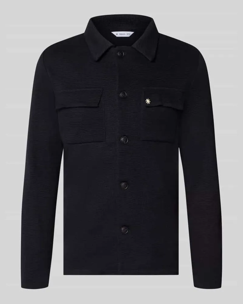 Manuel Ritz Regular Fit Overshirt mit Knopfleiste Marine