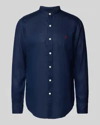 Ralph Lauren Slim Fit Freizeithemd aus Leinen mit Stehkragen Marine