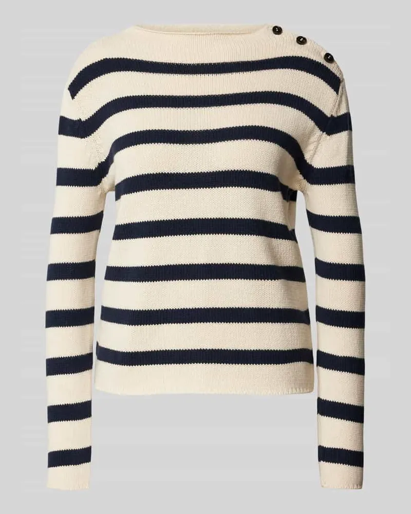 Max Mara Strickpullover mit Knopfleiste Modell 'VIBO Offwhite
