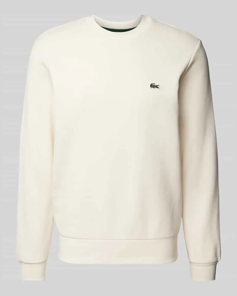Lacoste Sweatshirt mit Label-Badge Offwhite