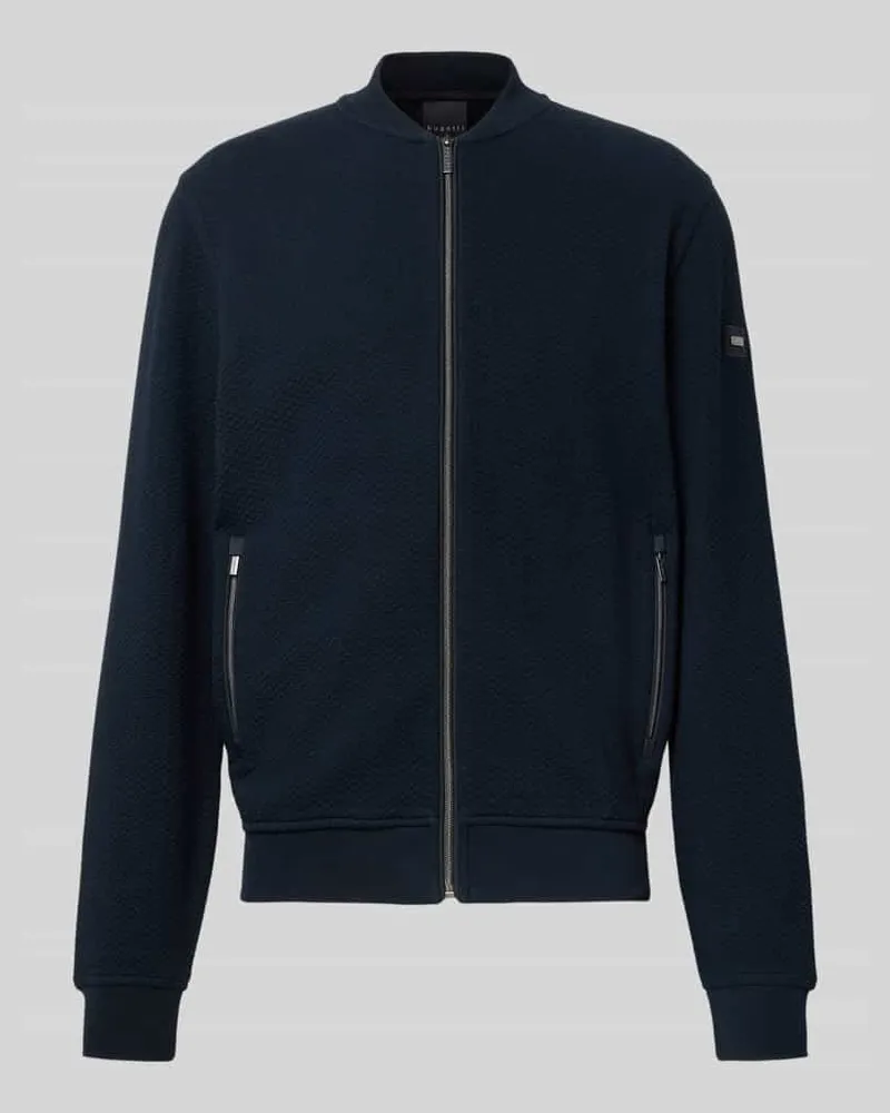 Bugatti Regular Fit Sweatjacke mit Strukturmuster Marine