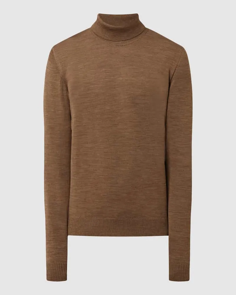 Maerz Strickpullover mit Rollkragen Cognac