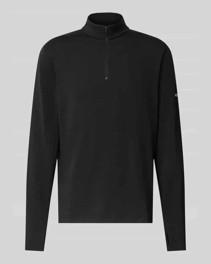 HUGO BOSS Regular Fit Sweatshirt mit Stehkragen Modell 'SW_Active QZ Black