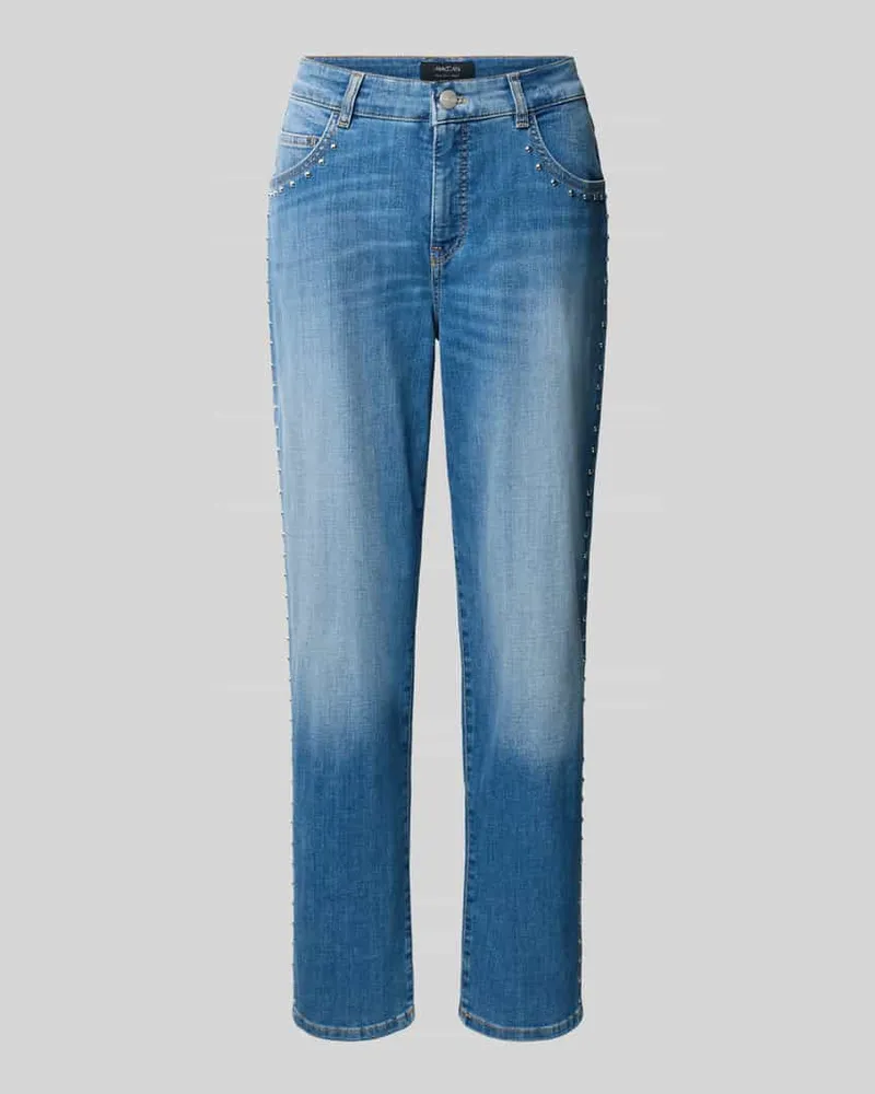 Marc Cain Slim Fit Jeans aus Baumwoll-Mix mit Nietenbesatz Jeansblau