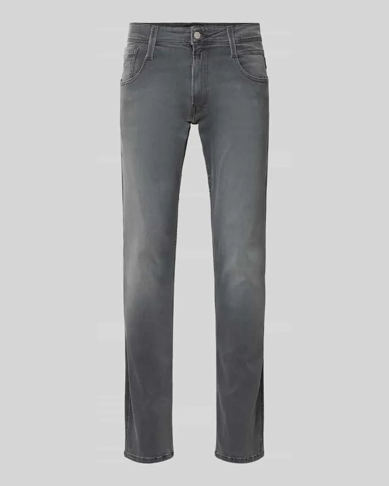 Replay Slim Fit Jeans mit Eingrifftaschen Modell 'ANBASS Mittelgrau