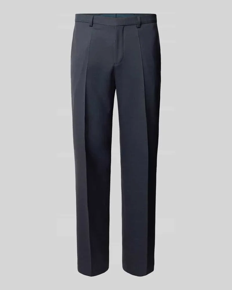HUGO BOSS Regular Fit Anzughose mit Bügelfalten Modell 'Leon Marine