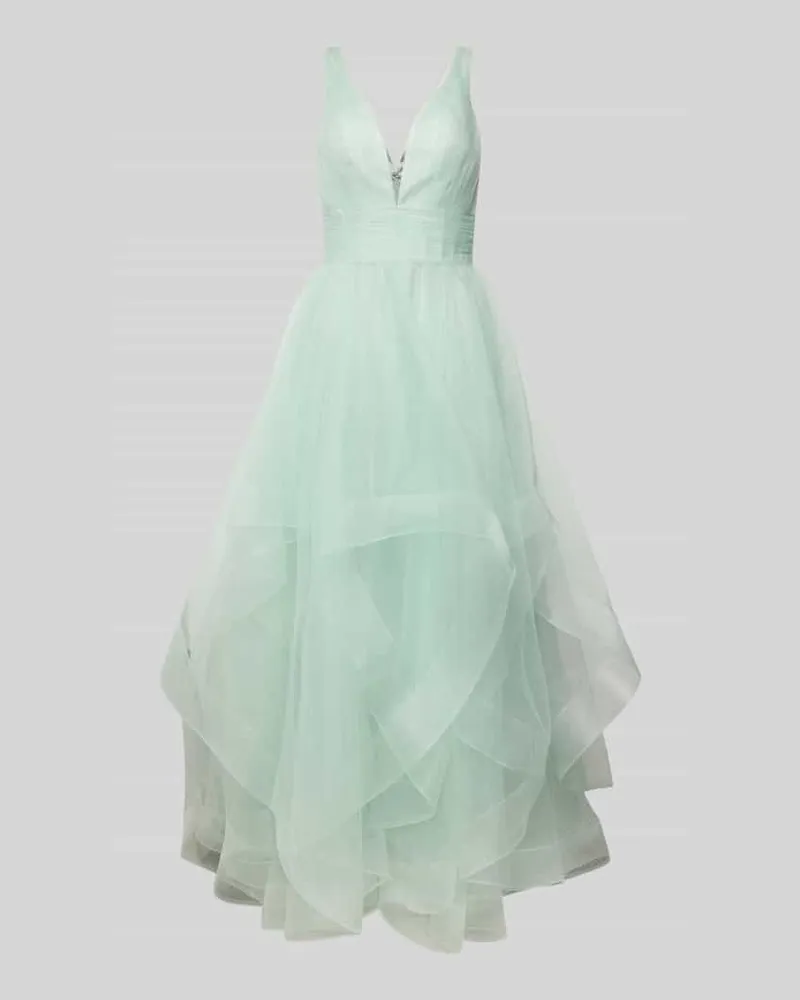 Mascara Abendkleid mit V-Ausschnitt und Taillenband Mint