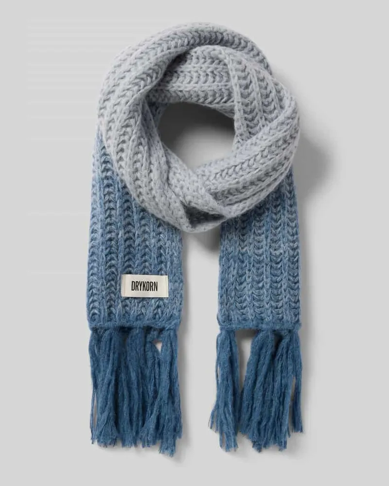 Drykorn Schal mit Label-Detail und Fransen Modell 'RISHA Hellblau