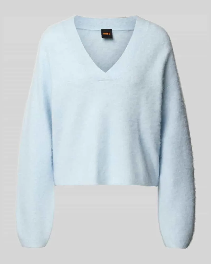 HUGO BOSS Oversized Pullover mit Woll-Anteil Modell 'FITI Hellblau