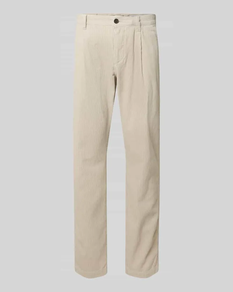 Marc O'Polo Tapered Fit Cordhose aus reiner Baumwolle Modell 'OSBY PLEATS Beige