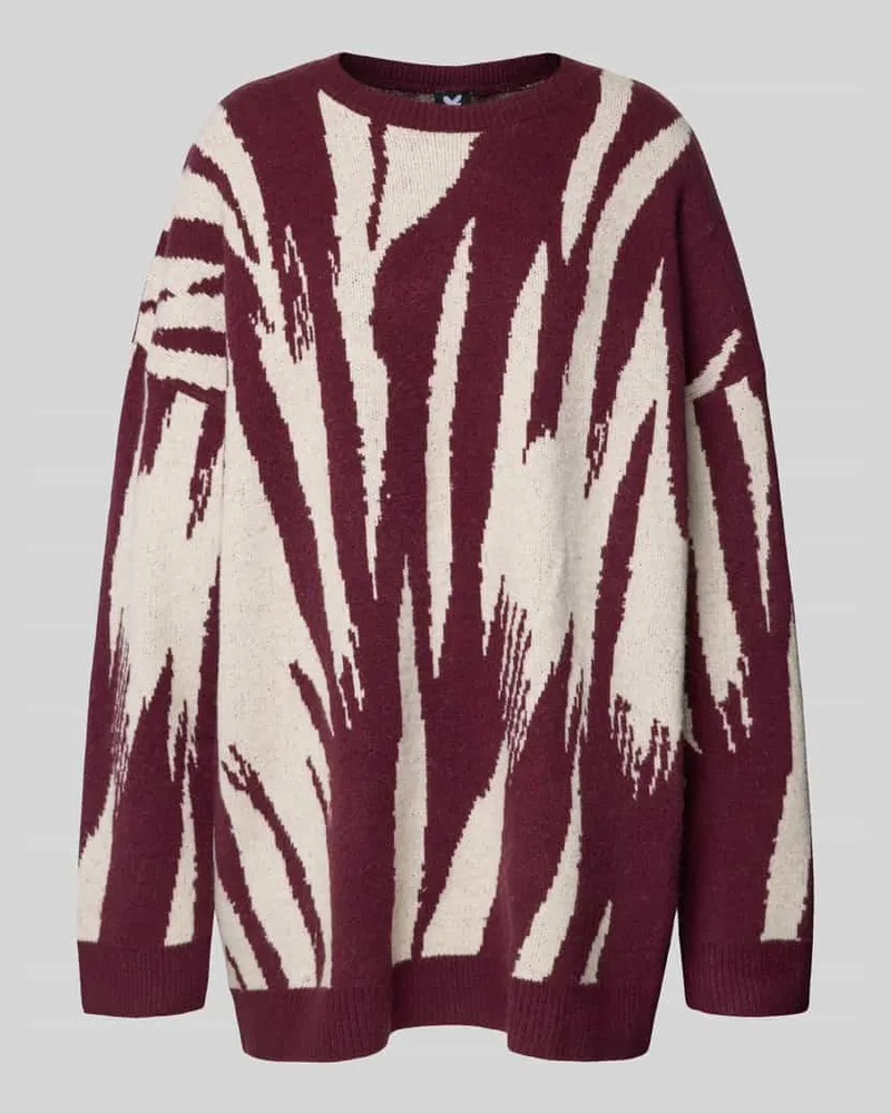 Karo Kauer Oversized Strickpullover mit grafischem Muster Pflaume