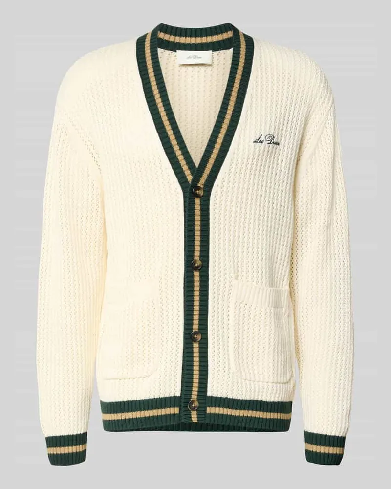 LES DEUX Cardigan mit Label-Stitching und aufgesetzten Taschen Offwhite