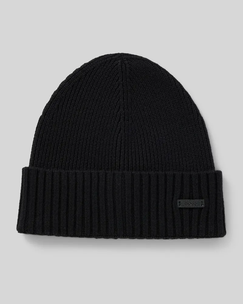 HUGO BOSS Beanie mit Label-Badge Modell 'Fati Black