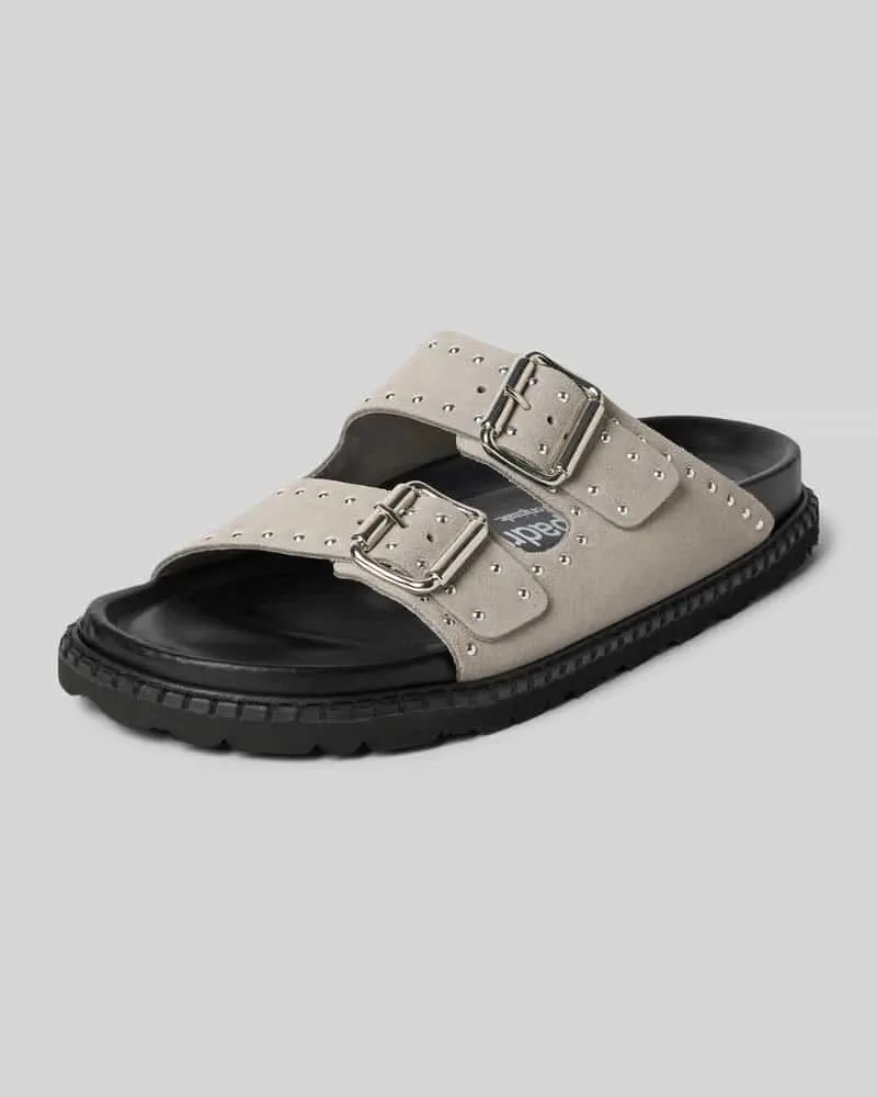 Espadrij Slides mit Logo-Prägung Modell 'AMI Beige