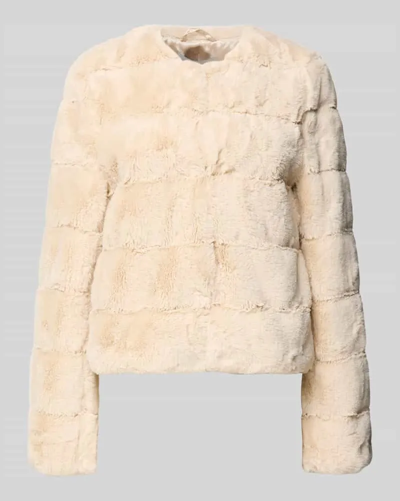 More & More Jacke aus Kunstfell mit Rundhalsausschnitt Offwhite