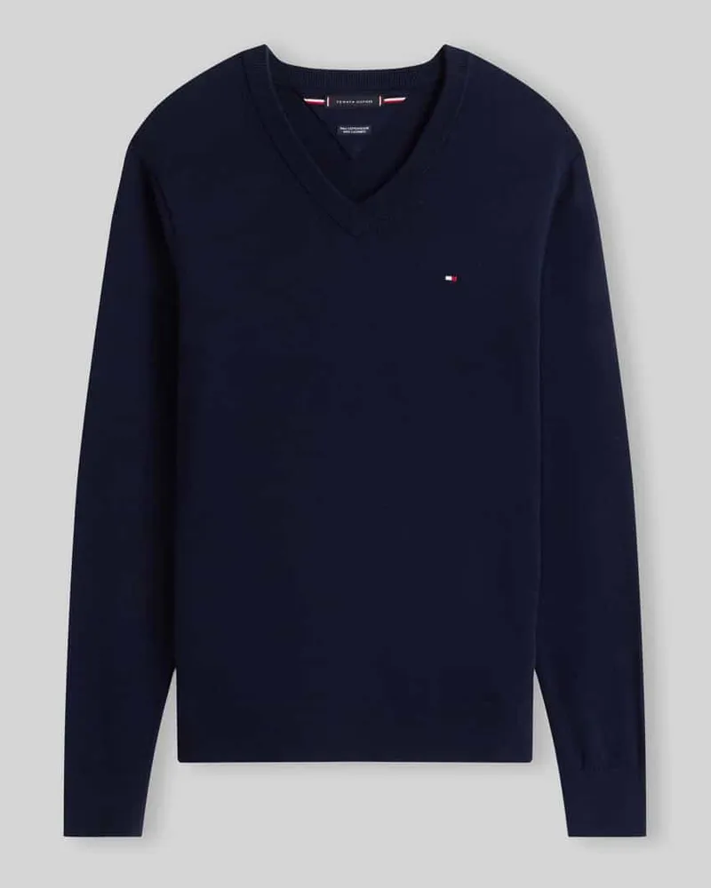 Tommy Hilfiger Regular Fit Pullover aus Baumwoll-Kaschmir-Mix Marine