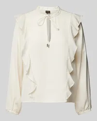 HUGO BOSS Regular Fit Bluse mit Volants Modell 'BIRENNA Offwhite