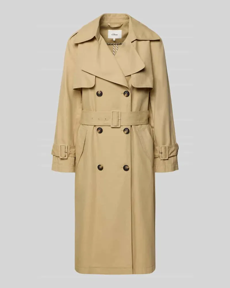 S.Oliver Regular Fit Trenchcoat aus Baumwoll-Lyocell-Mix Beige