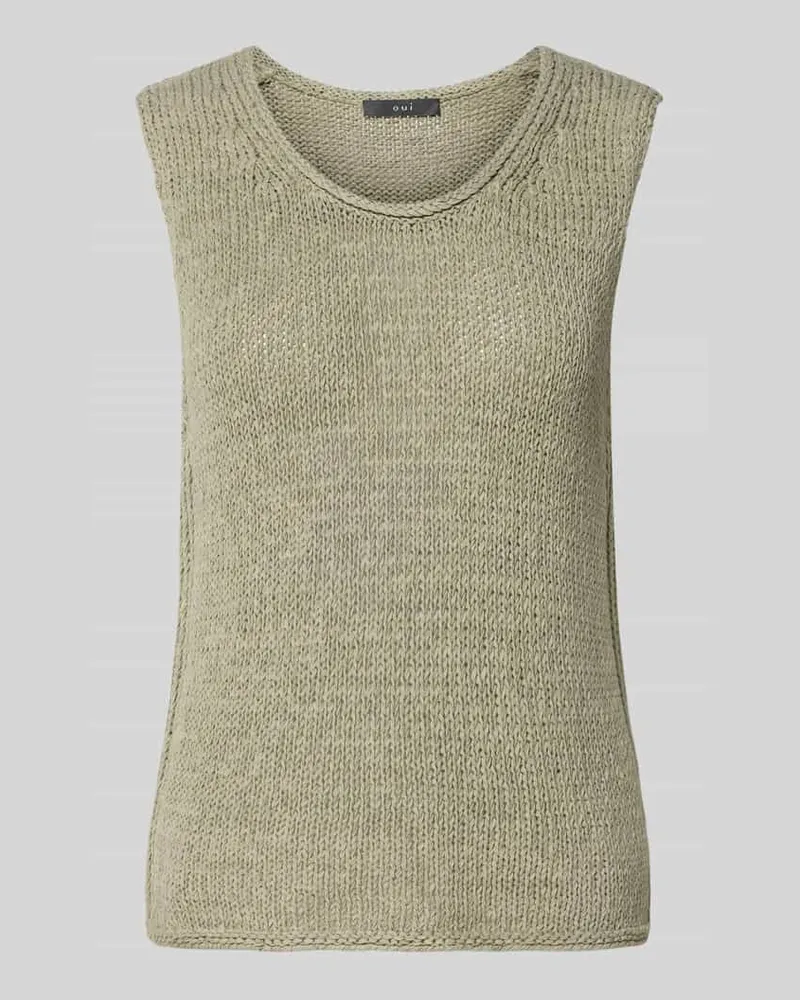 Oui  Stricktop aus Baumwoll-Mix mit Rundhalsausschnitt Gruen