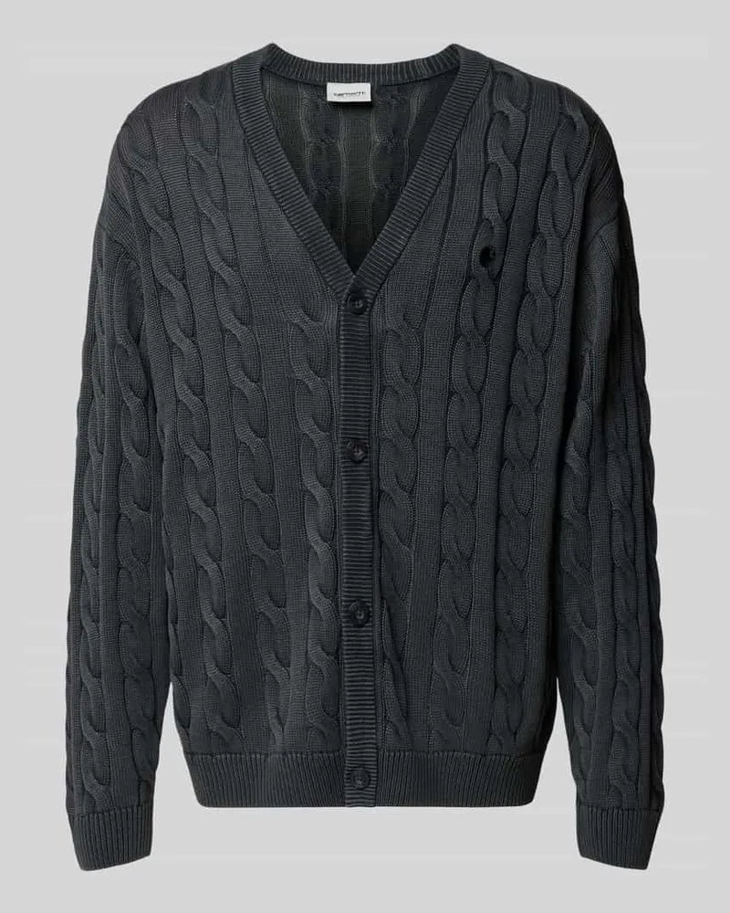 Carhartt WIP Strickjacke mit Zopfmuster und V-Ausschnitt Black
