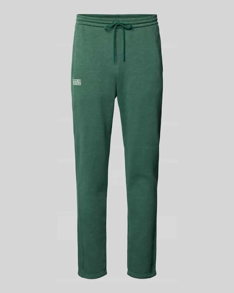 American Vintage Sweatpants mit elastischem Logo-Bund Modell 'DOVEN Dunkelgruen