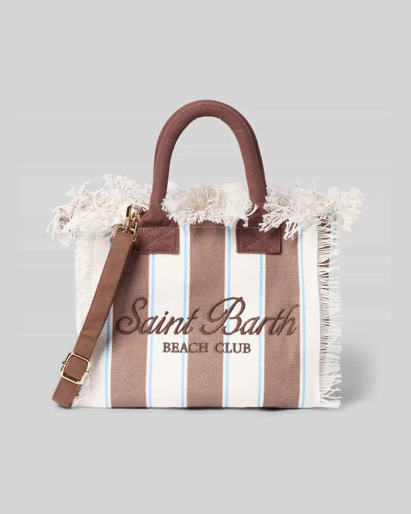 MC2 Saint Barth Handtasche mit Label-Print und Fransen Modell 'COLETTE Dunkelbraun