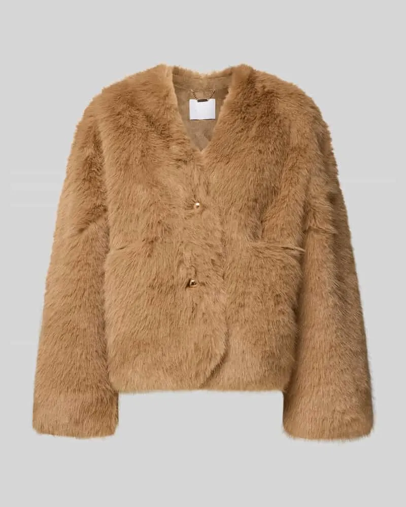 Rich&Royal Kunstfell Jacke mit Kunstfellbesatz Sand