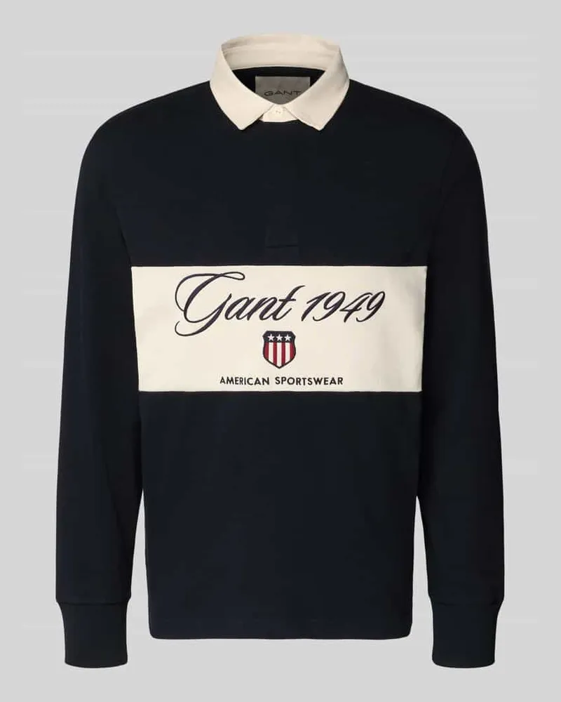 Gant Sweatshirt mit Polokragen und verdeckter Knopfleiste Black