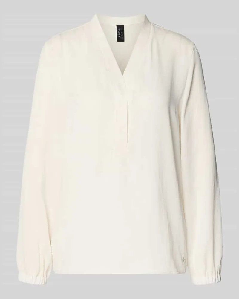 Marc Cain Bluse mit V-Ausschnitt und Label-Detail Offwhite