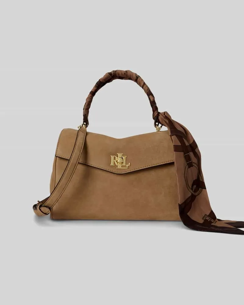 Ralph Lauren Kleine Satchel aus Kalbnappaleder mit Tuchdetail Modell 'FARRAH Camel
