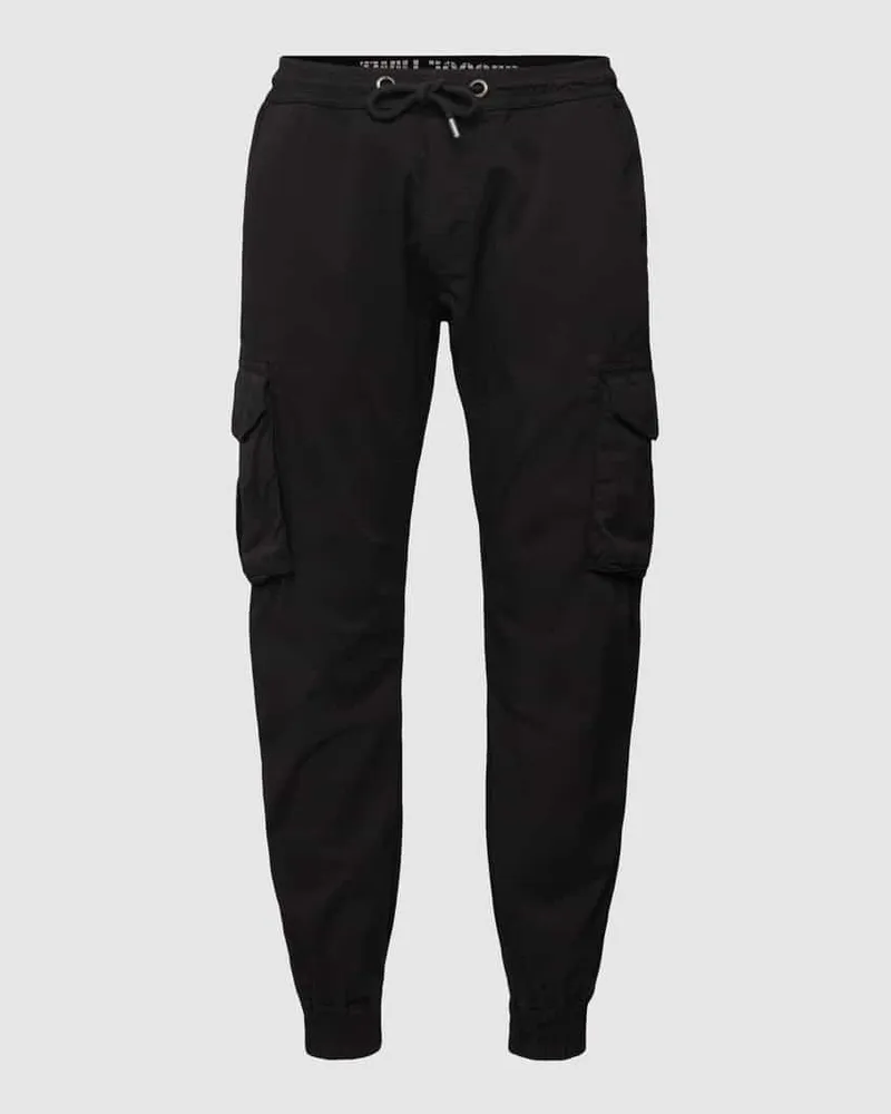 Alpha Industries Cargohose mit Label-Details Modell 'Twill Black