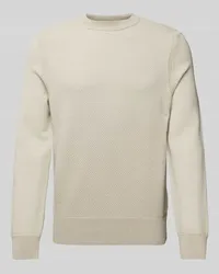 HUGO BOSS Strickpullover mit Strukturmuster Modell 'Kaponski Beige