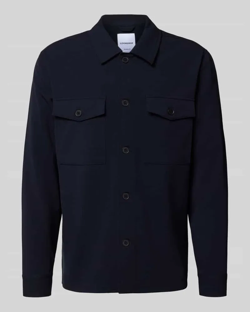 Lindbergh Hemdjacke mit Knopfleiste Marine
