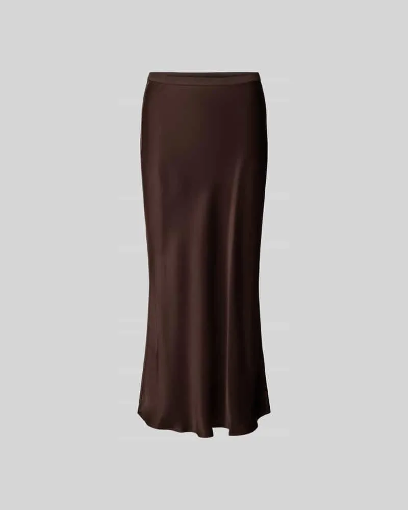 Anine Bing Seidenrock in Midi-Länge Dunkelbraun
