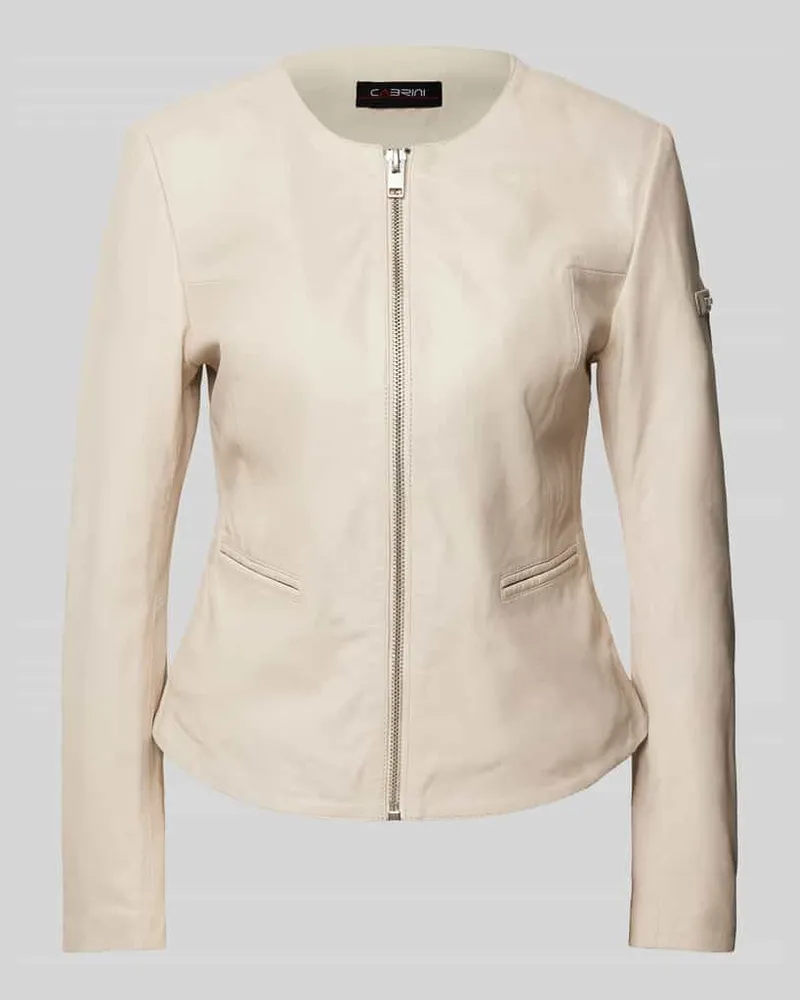 CABRINI Shaped Fit Lederjacke aus echtem Lammnappa Offwhite