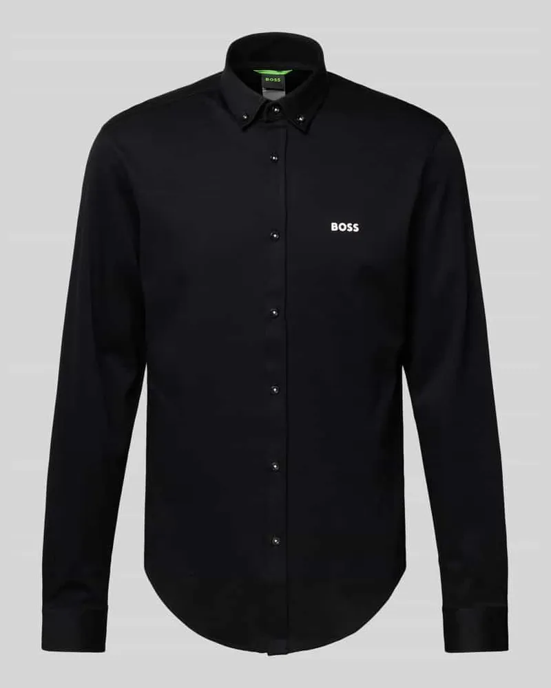 HUGO BOSS Slim Fit Freizeithemd mit Button-Down-Kragen Modell 'MOTION Black