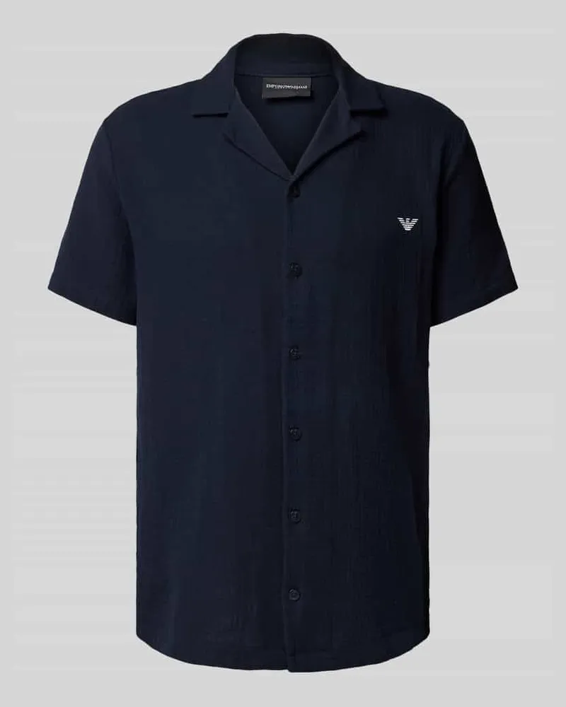 Emporio Armani Pyjama-Oberteil mit Resortkragen Marine