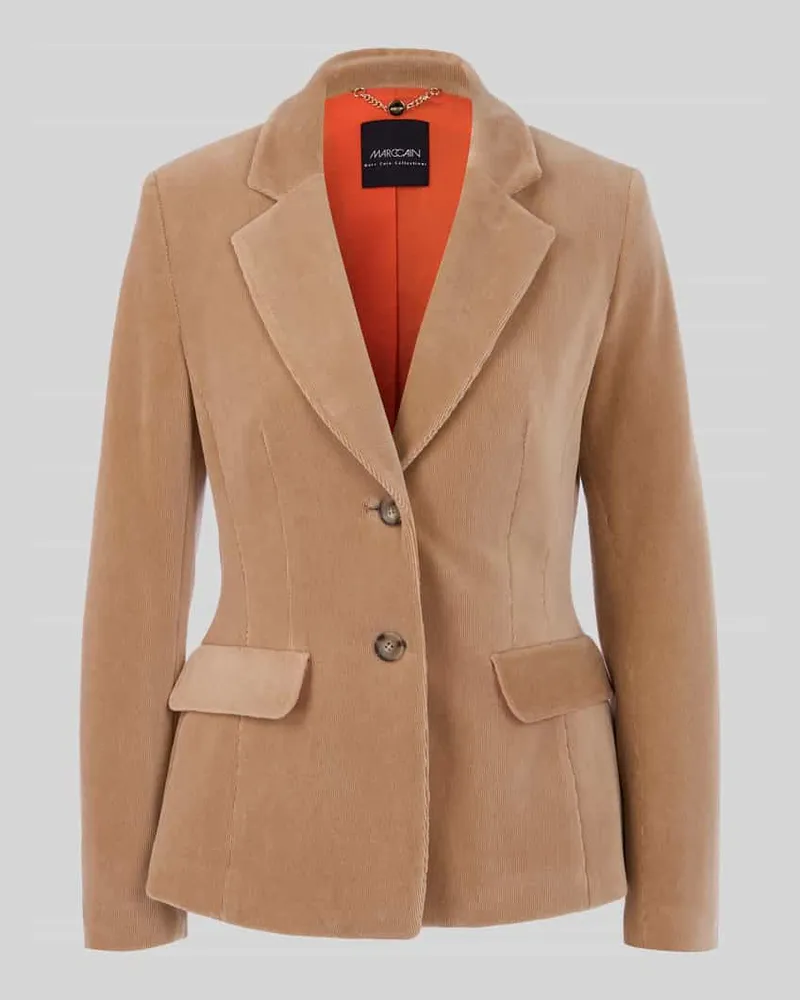 Marc Cain Regular Fit Longblazer mit Cordstruktur Camel